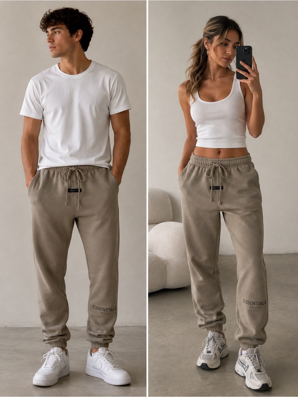FEAR OF GOD ESSENTIALS Classic Fleece Sweatpants | Beige | Size XS